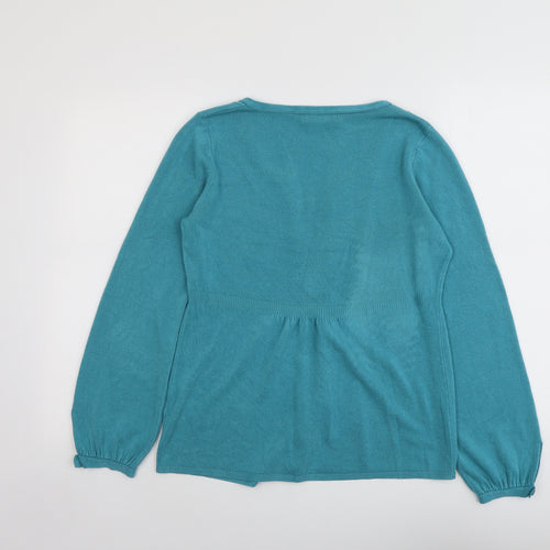 Per Una Womens Blue V-Neck Acrylic Pullover Jumper Size 12