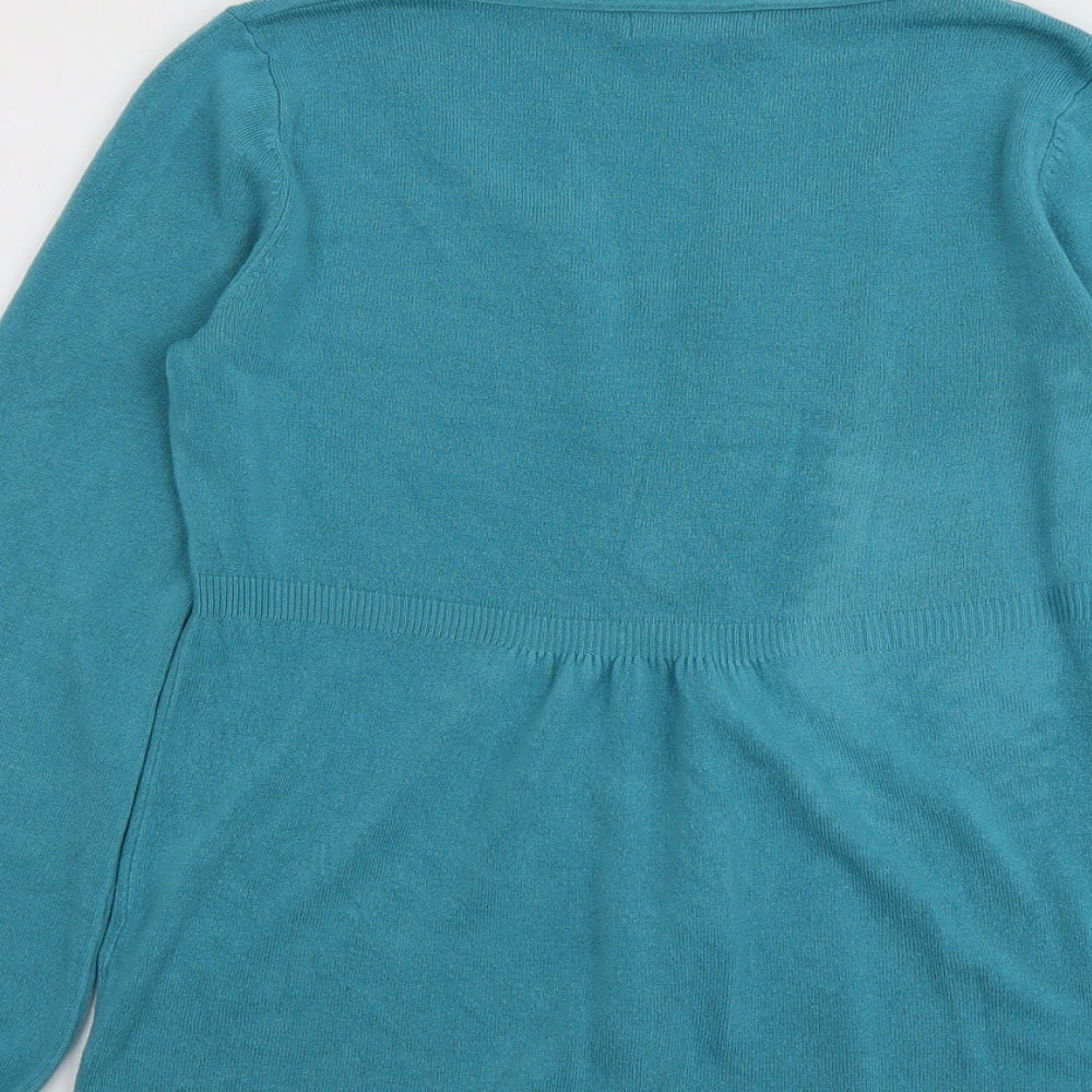 Per Una Womens Blue V-Neck Acrylic Pullover Jumper Size 12
