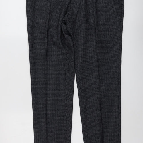 Marks and Spencer Mens Blue Polyester Trousers Size 36 in L33 in Regular Button