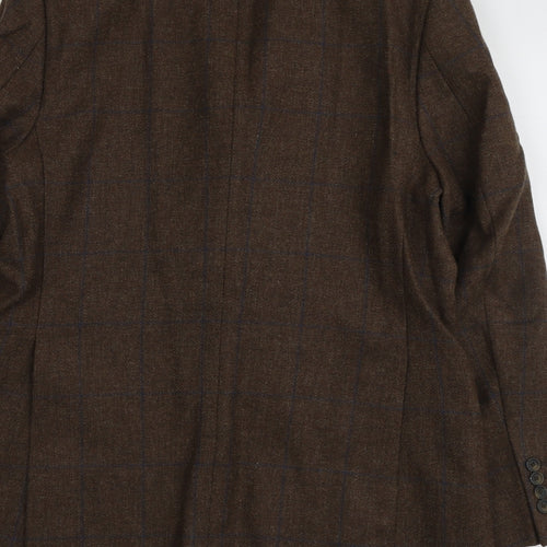 Joseph Turner Mens Brown Check Wool Jacket Blazer Size 40 Regular