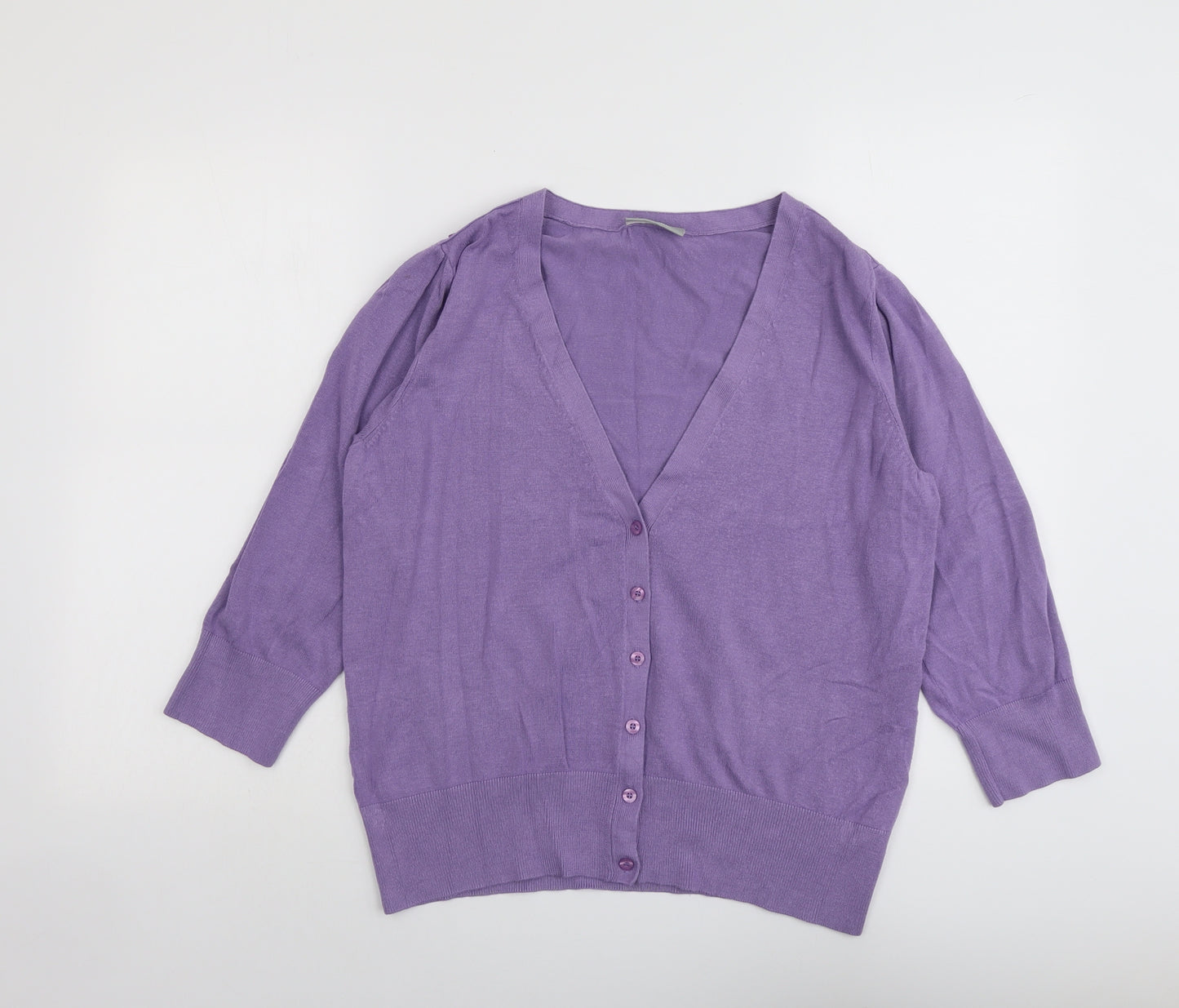 Wallis Womens Purple V-Neck Viscose Cardigan Jumper Size 18
