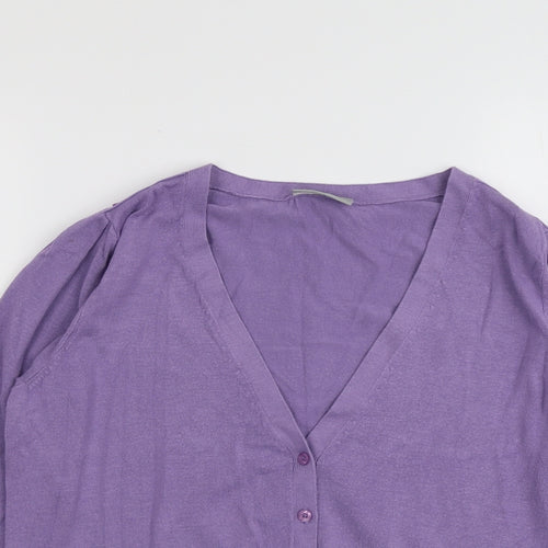Wallis Womens Purple V-Neck Viscose Cardigan Jumper Size 18