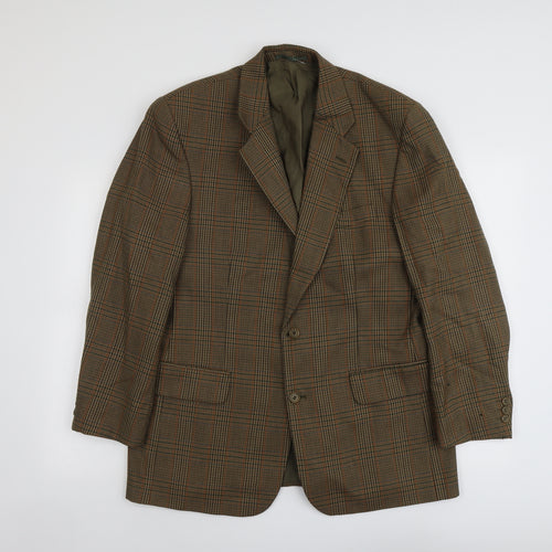 Horne Brothers Mens Brown Plaid Wool Jacket Blazer Size 40 Regular