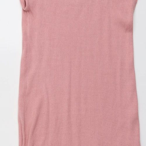 QED London Womens Pink Acrylic Jumper Dress Size 12 Round Neck Pullover