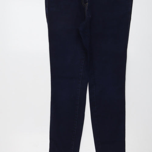 NEXT Womens Blue Cotton Skinny Jeans Size 12 L27 in Regular Button