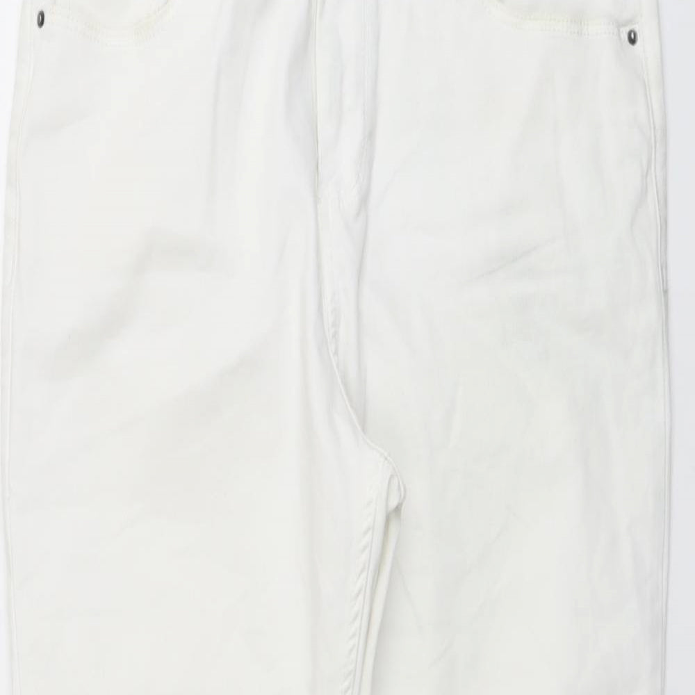Marks and Spencer Womens White Cotton Skinny Jeans Size 14 L21 in Regular Button