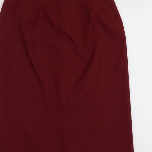 BHS Womens Red Polyester Straight & Pencil Skirt Size 14 Zip