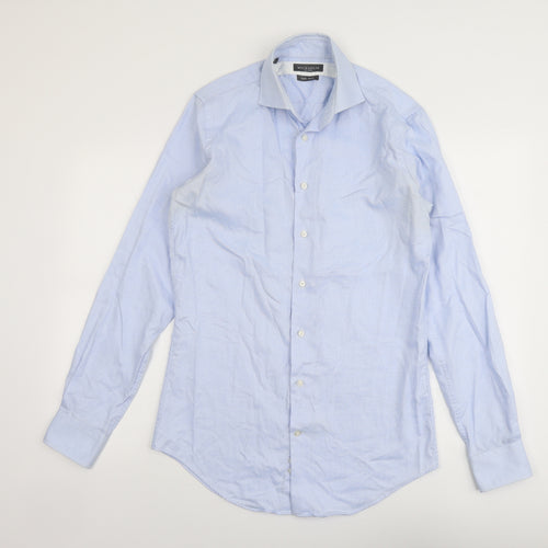 Michaelis Mens Blue Cotton Button-Up Size 15.5 Collared Button