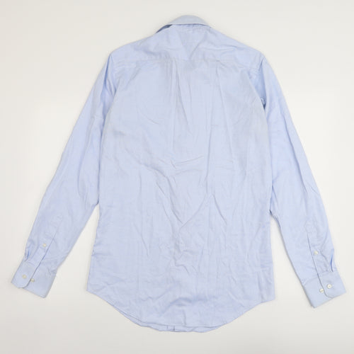 Michaelis Mens Blue Cotton Button-Up Size 15.5 Collared Button