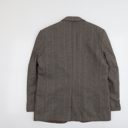 Hodges Mens Brown Herringbone Wool Jacket Suit Jacket Size 42 Regular