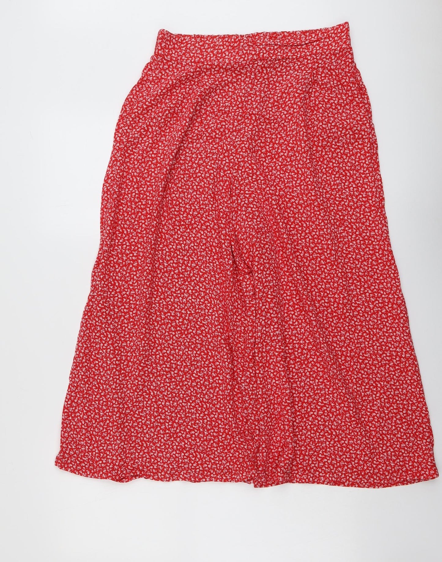 New Look Womens Red Floral Viscose A-Line Skirt Size 12 L20 in Regular