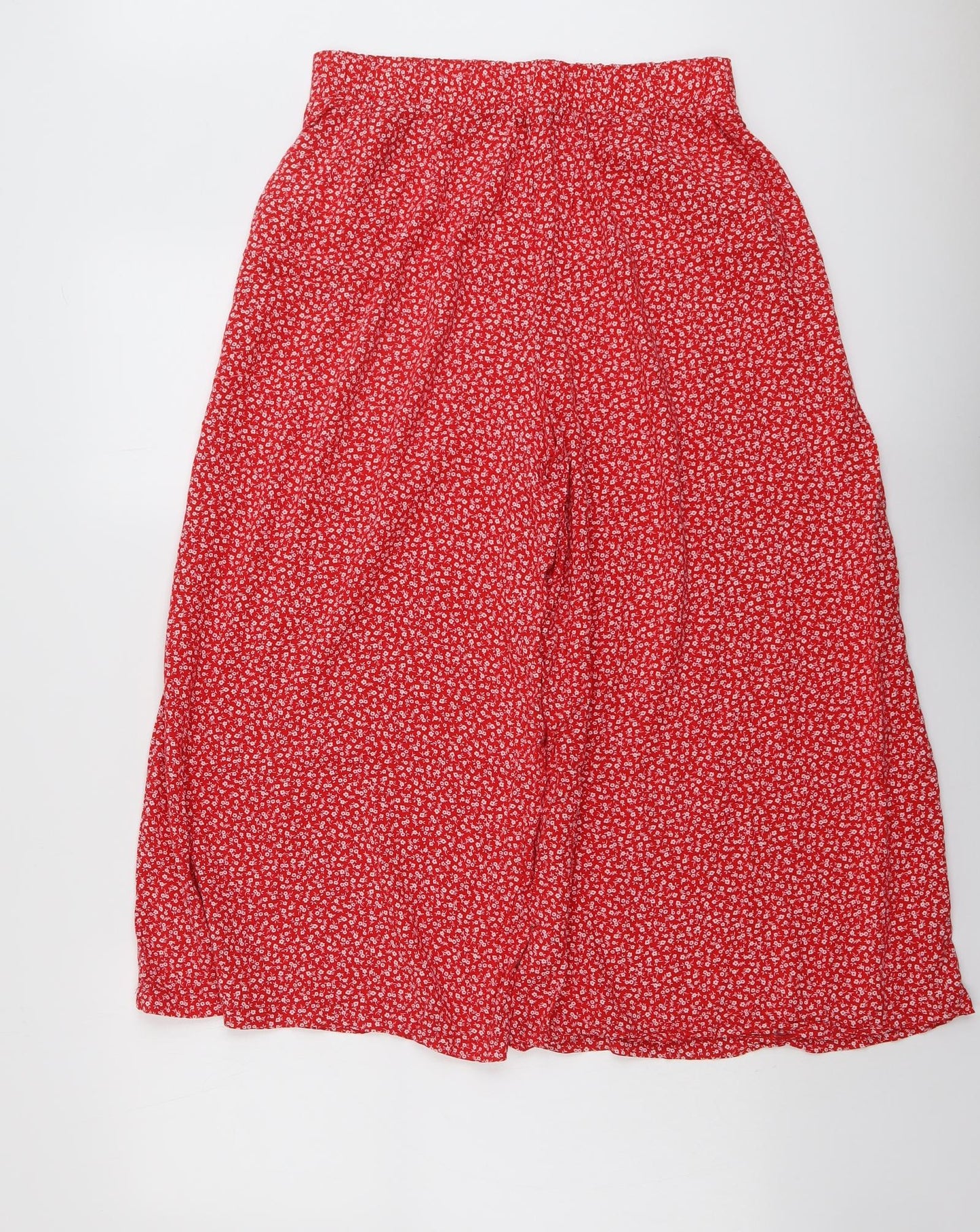 New Look Womens Red Floral Viscose A-Line Skirt Size 12 L20 in Regular