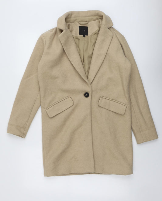 NEXT Womens Beige Overcoat Coat Size 6 Button