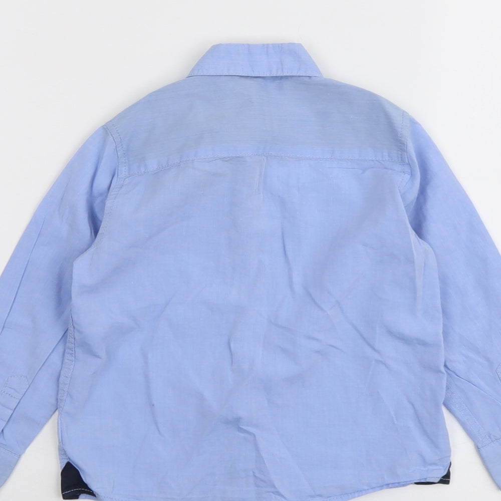 NEXT Boys Blue Cotton Basic Button-Up Size 3-4 Years Collared Button