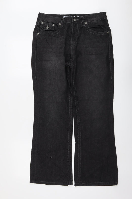 Kurt Muller Womens Black Cotton Bootcut Jeans Size 32 in L29 in Regular Button