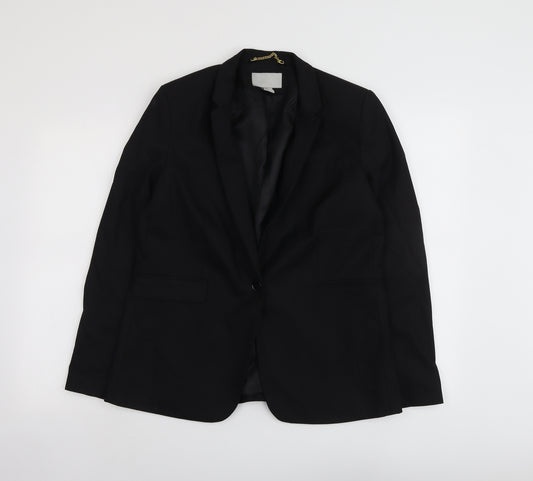 H&M Womens Black Polyester Jacket Suit Jacket Size 12