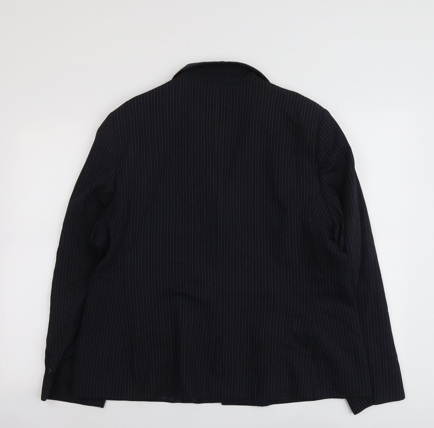 Klass Womens Black Pinstripe Polyester Jacket Suit Jacket Size 20