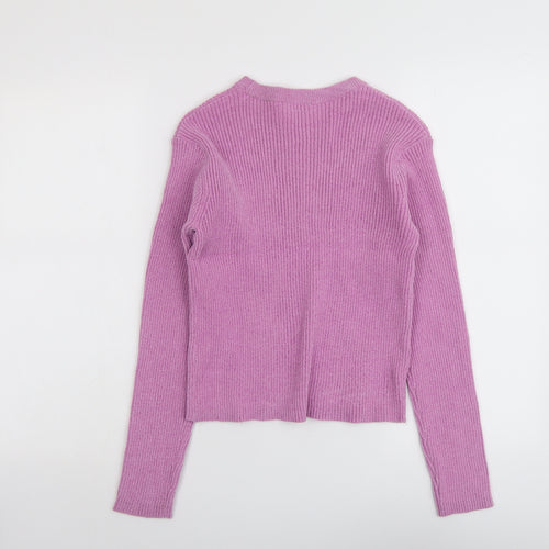 Marks and Spencer Girls Purple Round Neck Polyester Pullover Jumper Size 13-14 Years Pullover