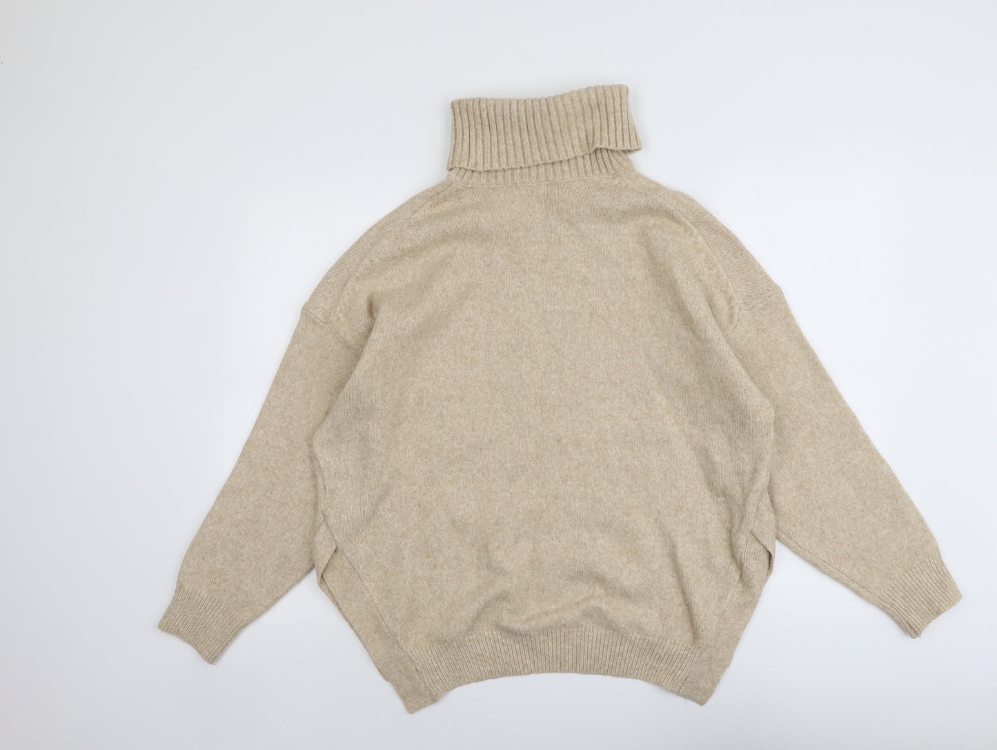 H&M Womens Beige Roll Neck Acrylic Pullover Jumper Size S