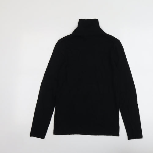 Marks and Spencer Womens Black High Neck Cotton Pullover Jumper Size 12