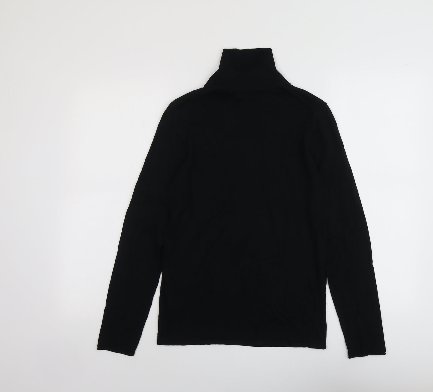 Marks and Spencer Womens Black High Neck Cotton Pullover Jumper Size 12