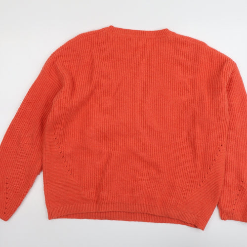 Per Una Womens Orange Round Neck Polyamide Pullover Jumper Size L