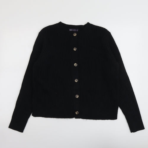 Marks and Spencer Womens Black V-Neck Polyester Cardigan Jumper Size L