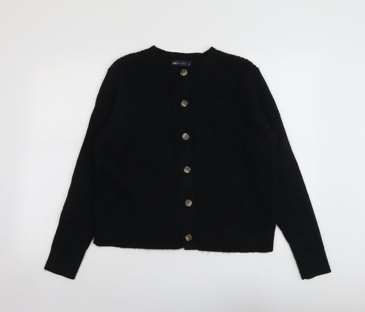 Marks and Spencer Womens Black V-Neck Polyester Cardigan Jumper Size L