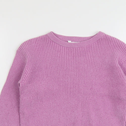 Marks and Spencer Girls Purple Round Neck Polyester Pullover Jumper Size 12-13 Years Pullover