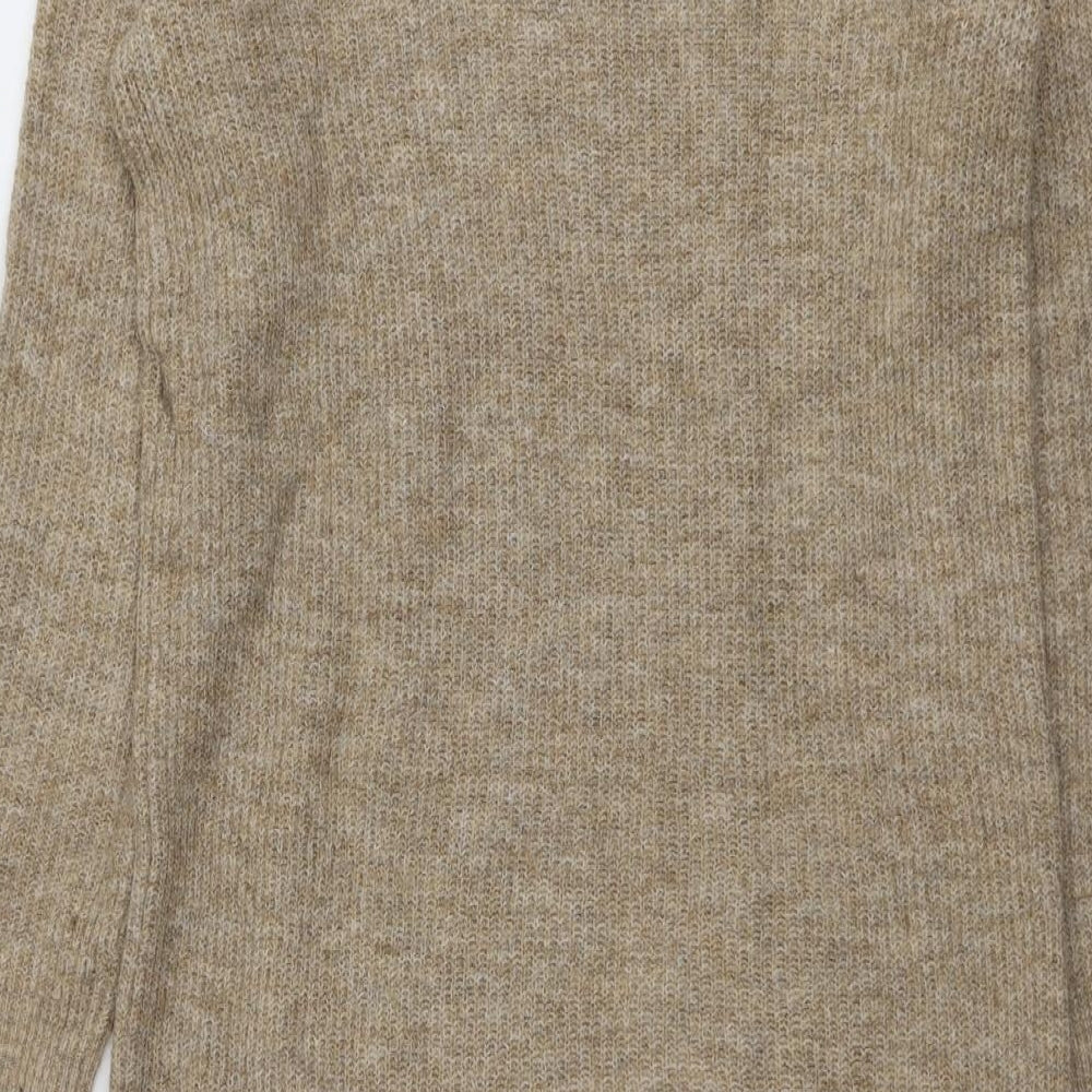 Pieces Womens Beige Polyester Jumper Dress Size M V-Neck Pullover