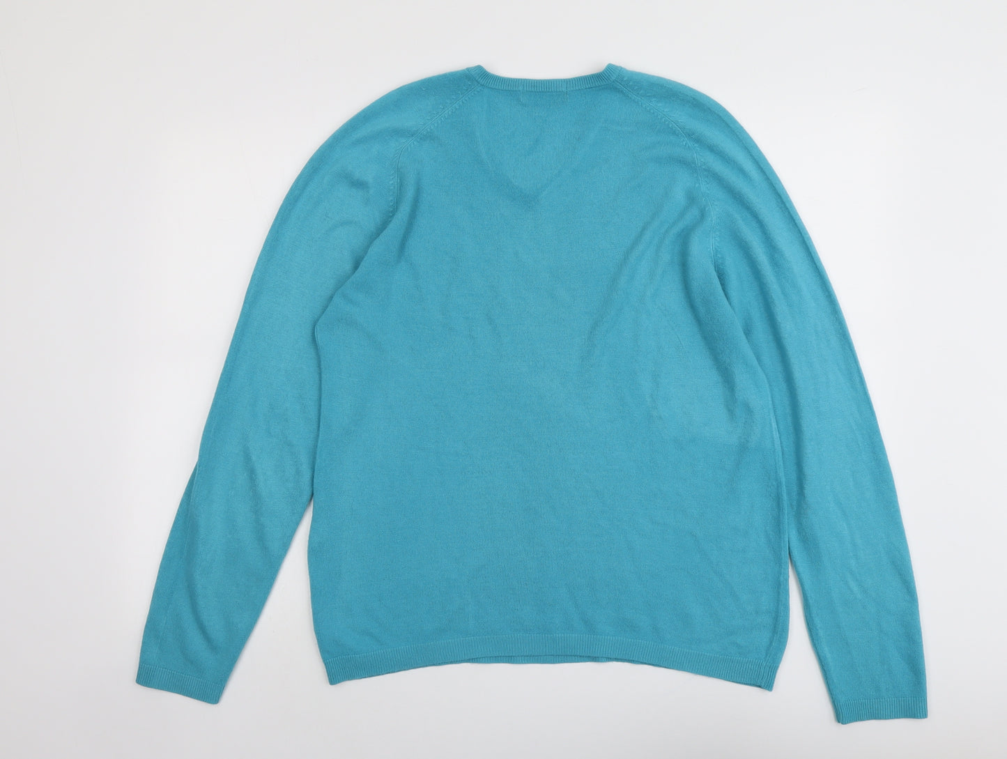 Autograph Mens Blue V-Neck Acrylic Pullover Jumper Size S Long Sleeve