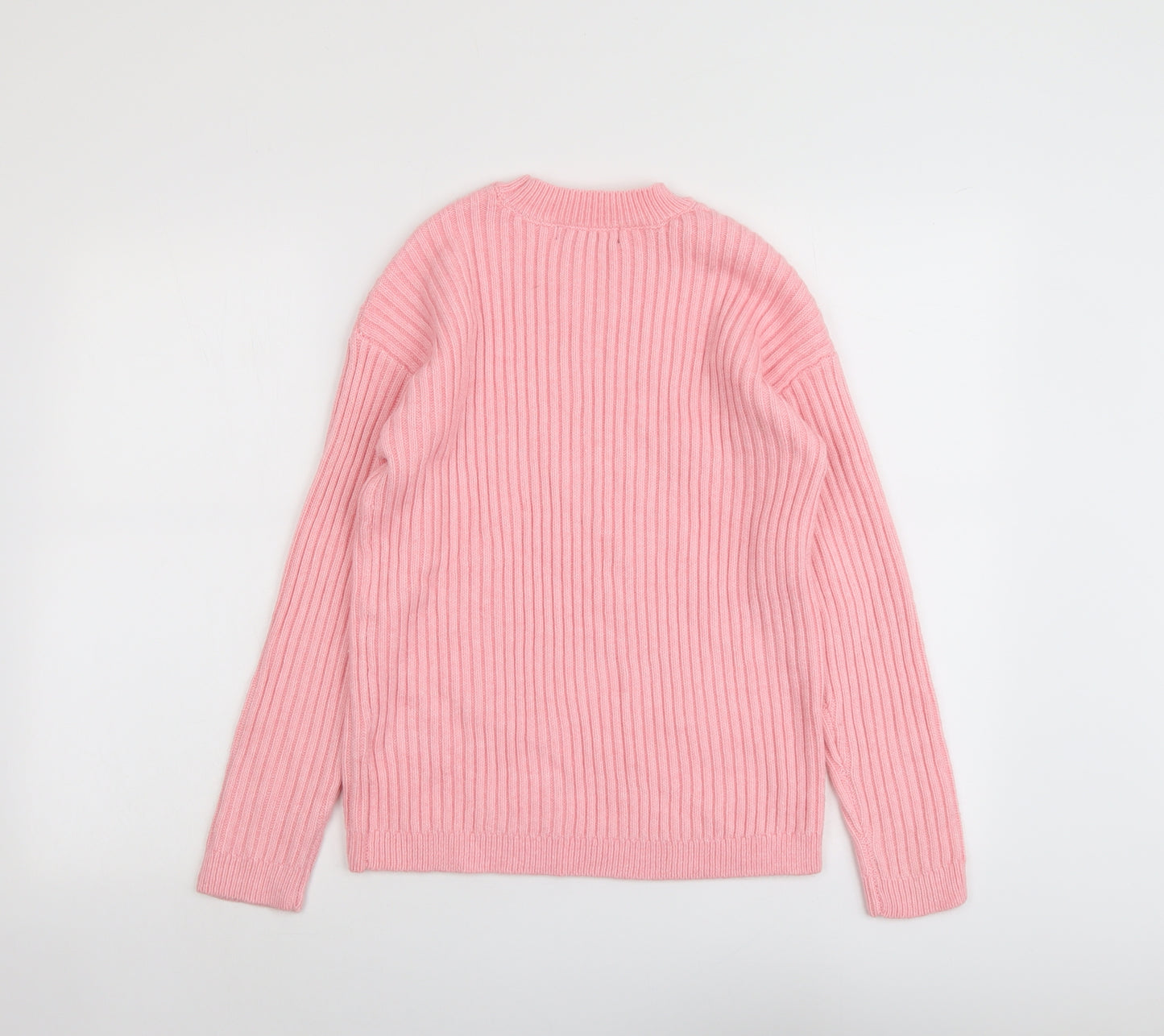 Marks and Spencer Womens Pink Round Neck Polyester Pullover Jumper Size XS