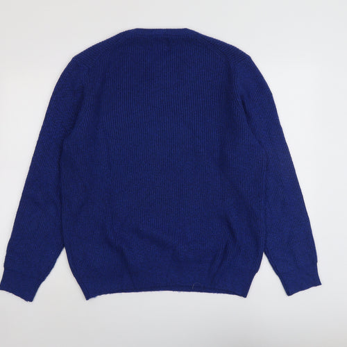 Marks and Spencer Mens Blue Round Neck Polyamide Pullover Jumper Size L Long Sleeve