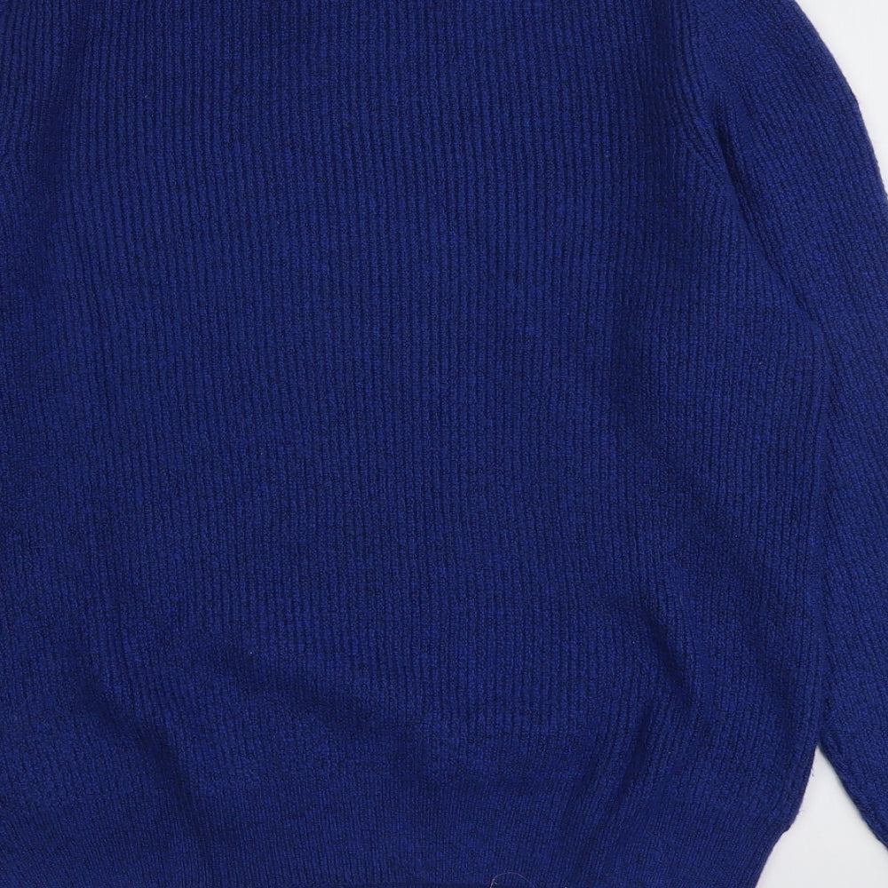 Marks and Spencer Mens Blue Round Neck Polyamide Pullover Jumper Size L Long Sleeve