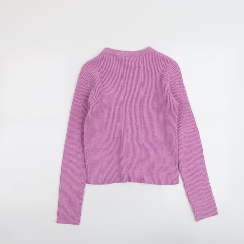 Marks and Spencer Girls Purple Round Neck Polyester Pullover Jumper Size 12-13 Years Pullover