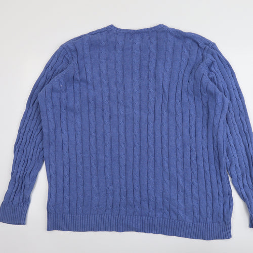 Blue Harbour Mens Blue Round Neck Cotton Pullover Jumper Size 2XL Long Sleeve
