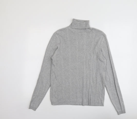 Marks and Spencer Womens Grey Roll Neck Viscose Pullover Jumper Size 16