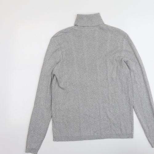 Marks and Spencer Womens Grey Roll Neck Viscose Pullover Jumper Size 16