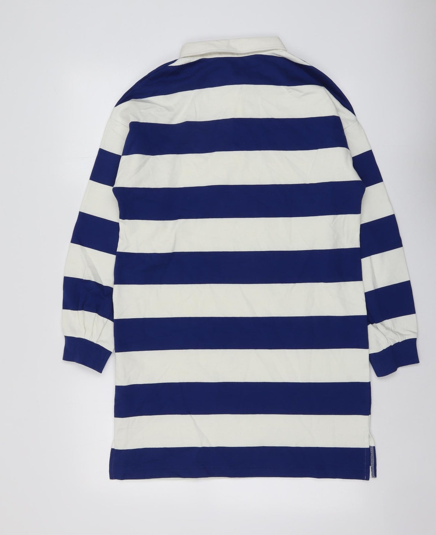 Marks and Spencer Girls Blue Striped Cotton A-Line Size 12-13 Years Collared Button