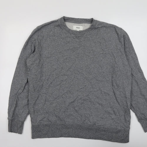 Marks and Spencer Mens Grey Cotton Pullover Sweatshirt Size XL