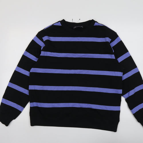 Marks and Spencer Womens Black Striped Cotton Pullover Sweatshirt Size M Pullover