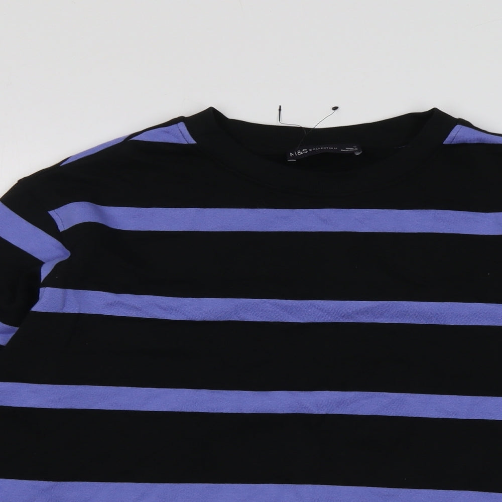 Marks and Spencer Womens Black Striped Cotton Pullover Sweatshirt Size M Pullover