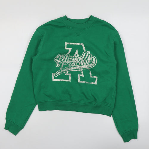 H&M Womens Green Cotton Pullover Sweatshirt Size S Pullover - Playoffs