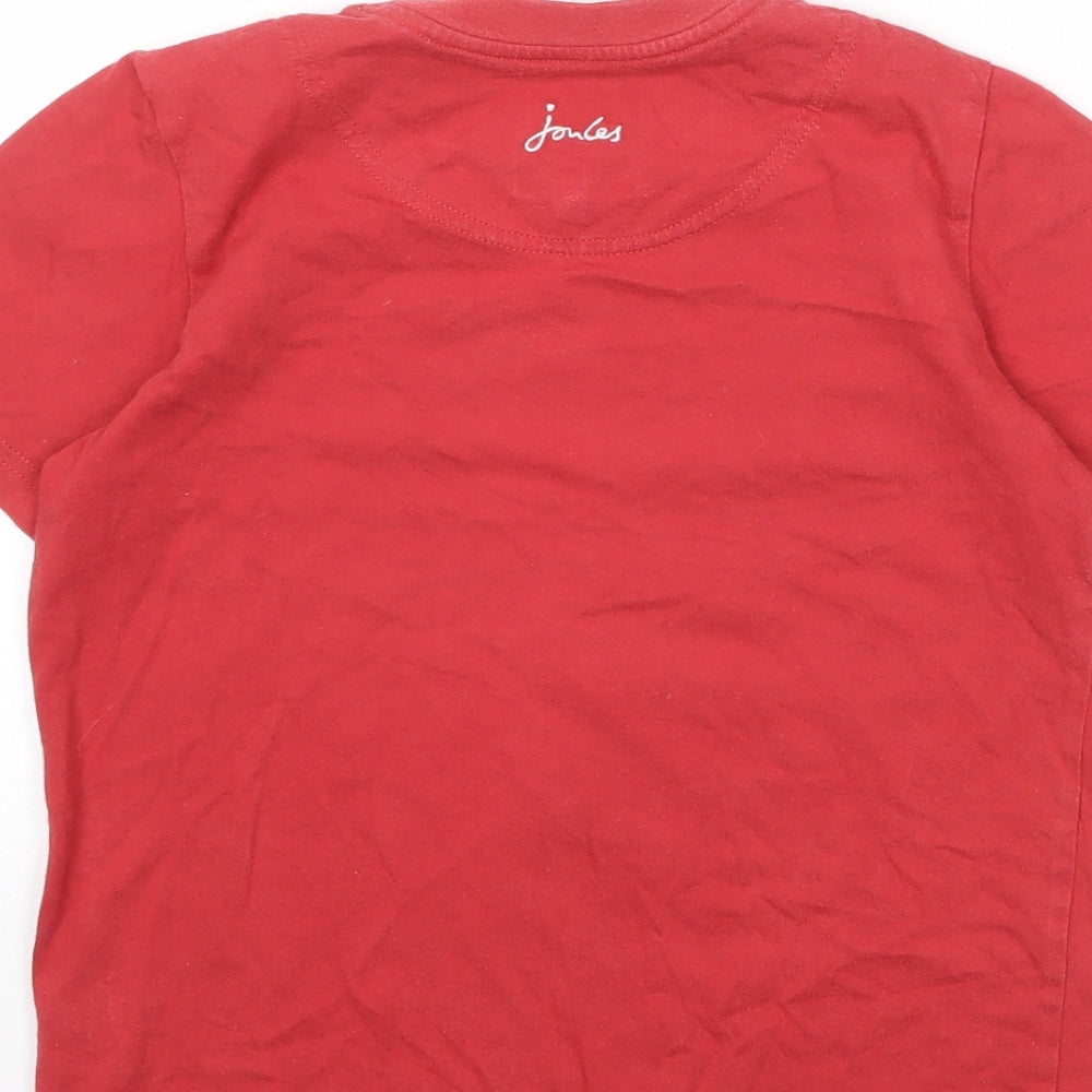 Joules Boys Red 100% Cotton Basic T-Shirt Size 6 Years Round Neck Pullover - Angry Angler Fish
