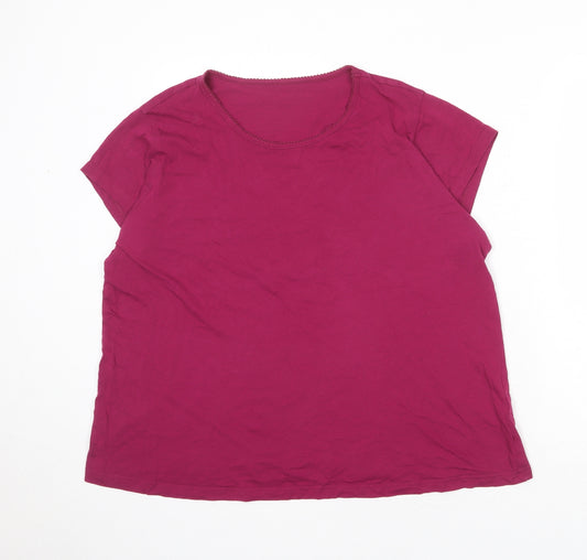 Marks and Spencer Womens Purple Polyester Basic T-Shirt Size 20 Round Neck - Size 20-22