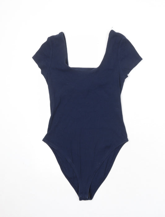 River Island Womens Blue Cotton Bodysuit One-Piece Size 8 Snap