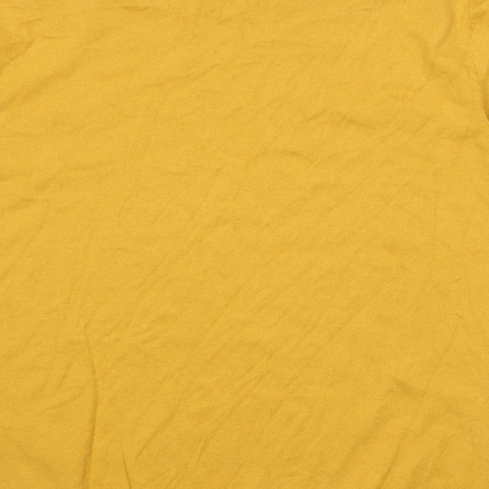 Marks and Spencer Mens Yellow Round Neck Cotton Pullover Jumper Size 2XL Short Sleeve