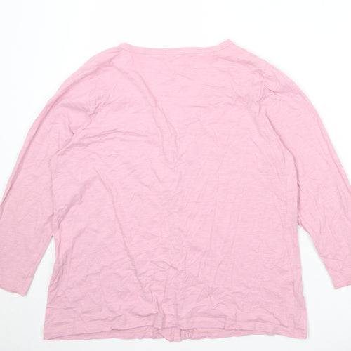 Woolovers Womens Pink 100% Cotton Basic Button-Up Size L V-Neck