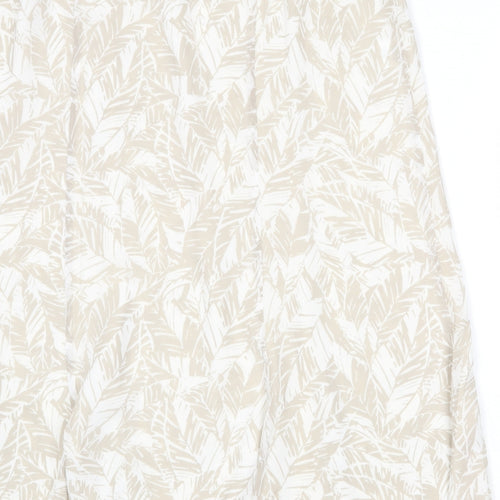 Jacques Vert Womens Beige Geometric Polyester Swing Skirt Size 16 Zip - Leaf Pattern