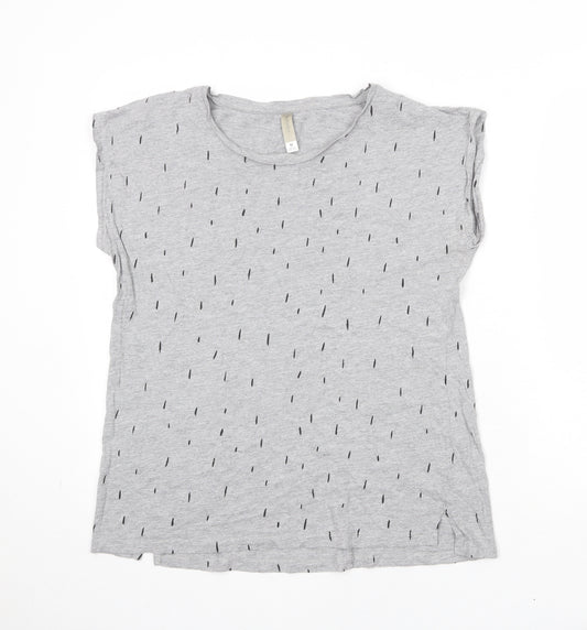 Anthem Womens Grey Geometric Cotton Basic T-Shirt Size M Round Neck
